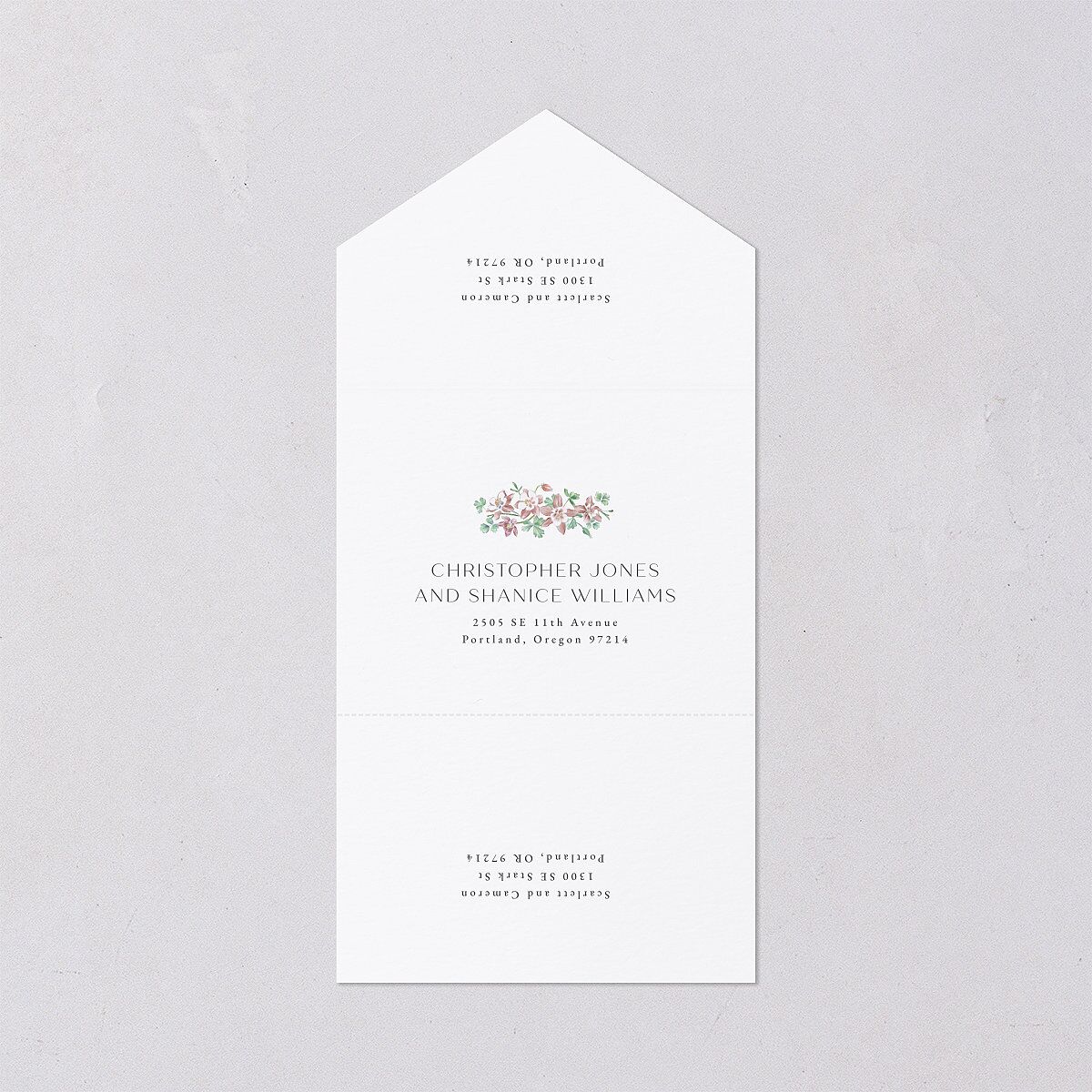 Scenic Denver Colorado All-in-One Wedding Invitations Peach Pink Signature Light Both Recipient and Return Addresses No