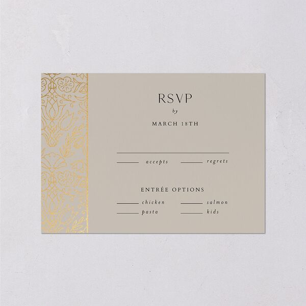 Ornate Regency Wedding Response Cards Gold Taupe Signature Standard