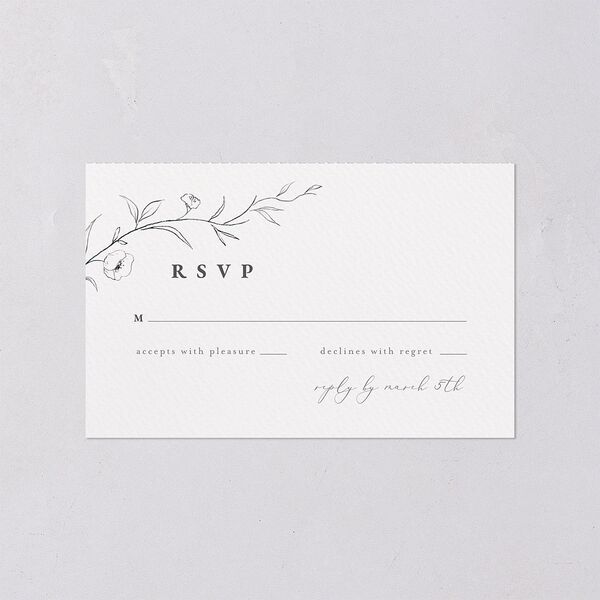 Graceful Botanical All-in-One Wedding Invitations Shadow Gray Signature Light Both Recipient and Return Addresses No