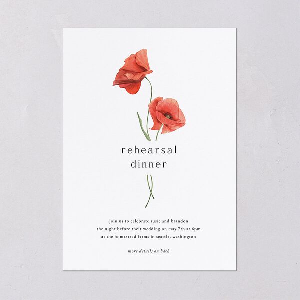 Wild Poppies Rehearsal Dinner Invitations Pure White Signature Blank Standard