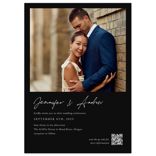 Simple Modern Photo QR Wedding Invitations Midnight Signature Blank No Standard