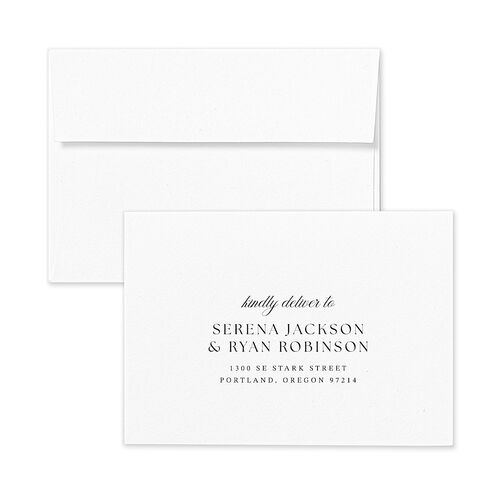 Elegant Garland Crest Response Card Envelopes Pure White White Return Address Signature Standard