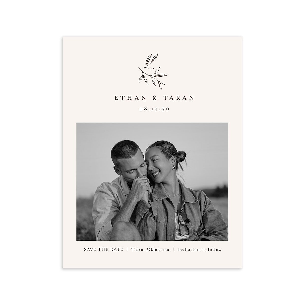 Minimal Leaves Save the Date Petite Cards
