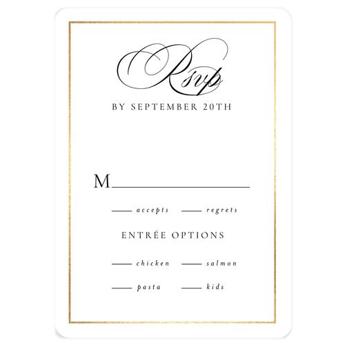 Timeless Frame Wedding Response Cards Gold Pure White Signature Rounded