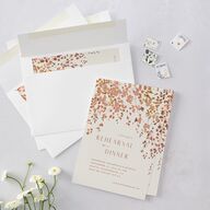 Cascading Florals Rehearsal Dinner Invitations Copper Signature Blank