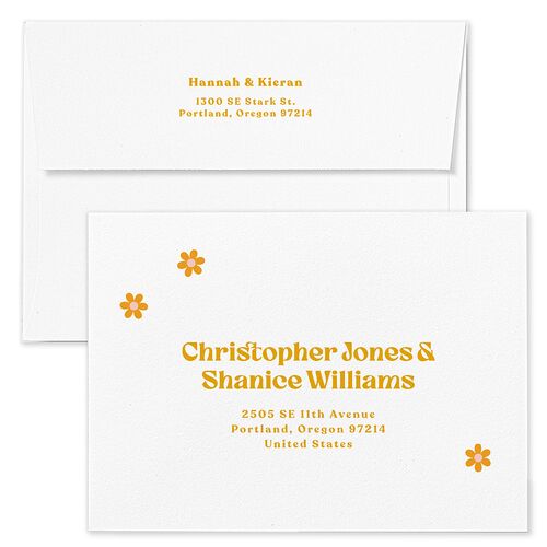 Simple Retro Daisy Wedding Invitation Envelopes Blue Sunflower Return Address Standard Signature