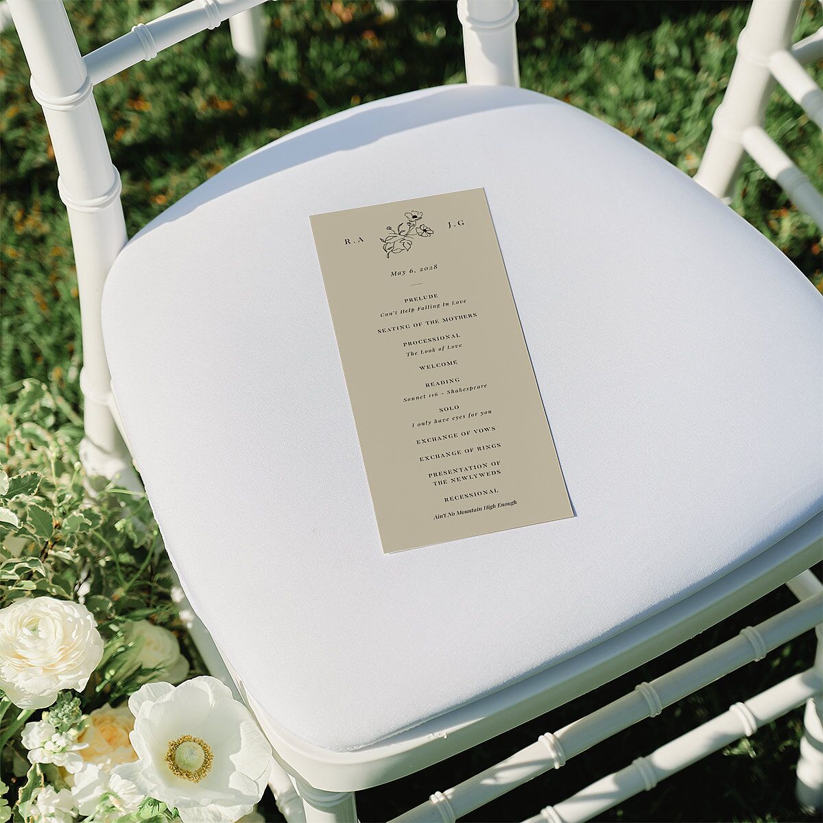 Elegant Minimal Wedding Programs Champagne Signature