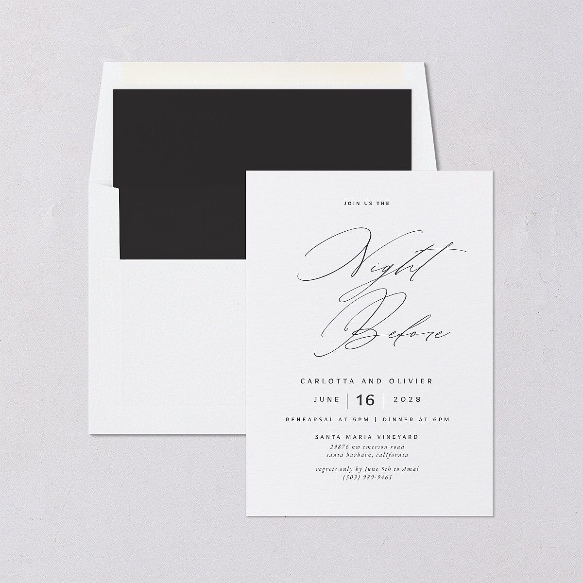 Simply Classic Rehearsal Dinner Invitations Charcoal Signature Blank Standard
