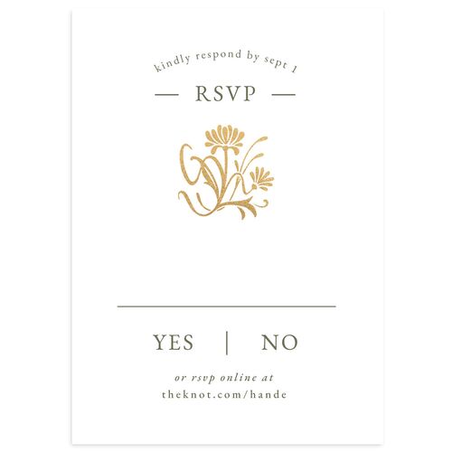 Nouveau Frame Wedding Response Cards Gold Dark Camo Signature