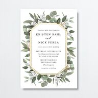 Eucalyptus Frame Wedding Invitations Pure White Signature No Standard
