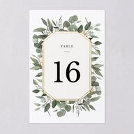 Eucalyptus Frame Table Numbers No Foil Pure White Signature