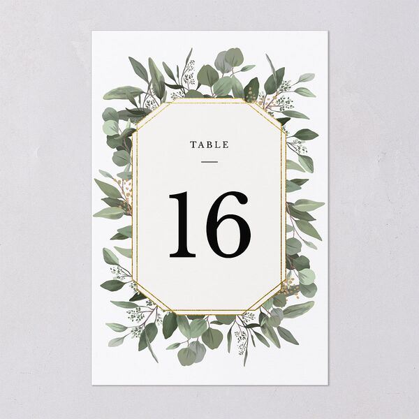Eucalyptus Frame Table Numbers No Foil Pure White Signature