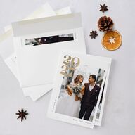 Bold Year Holiday Cards Gold Pure White Signature Blank Standard Portrait