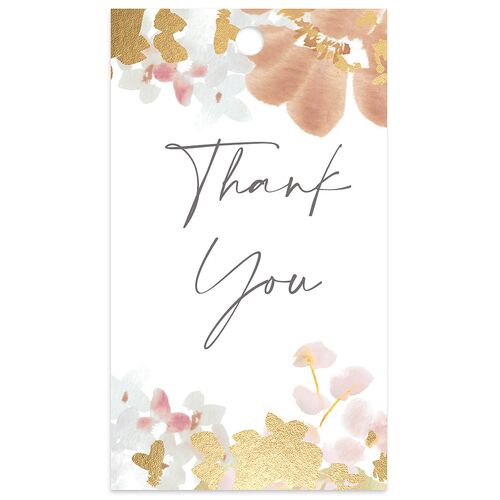 Hydrangea Garden Favor Gift Tags Gold Pink Cotton Signature