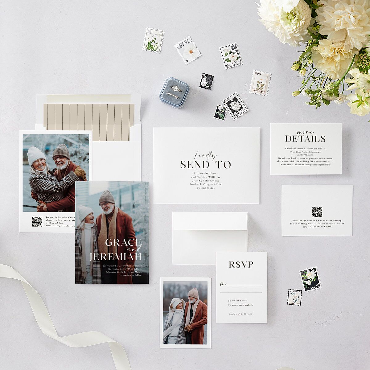 Foundation Wedding Invitations Pure White Signature Blank No Standard