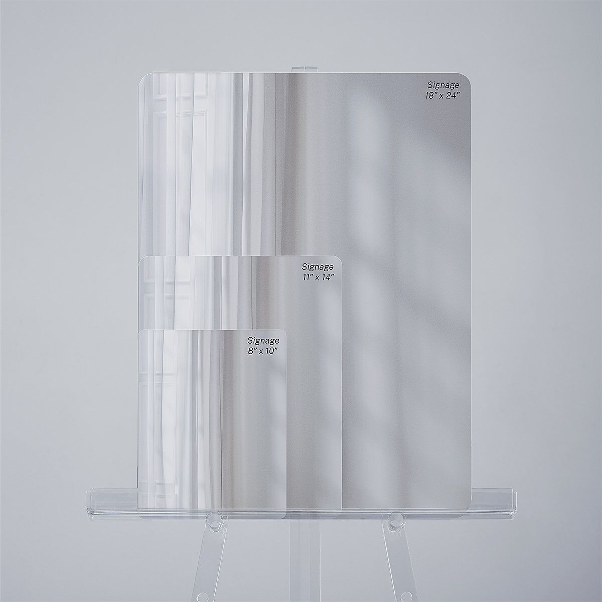 Eucalyptus Frame Mirrored Acrylic Tabletop Sign X-small Pure White Mirrored Acrylic XS Tabletop Table Standard