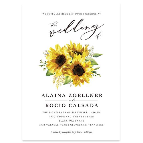 Rustic Sunflower Wedding Invitations Solar Power Signature Blank No Standard