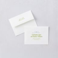 Modern Delicate Bows Save the Date Petite Card Envelopes Peridot White Both Recipient and Return Addresses Signature Standard