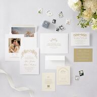 Antique Botanical Garland Wedding Invitations Champagne Signature Blank No Standard
