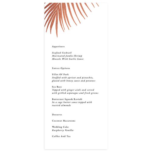 Lavish Palm Menus Rose Gold Pure White Signature