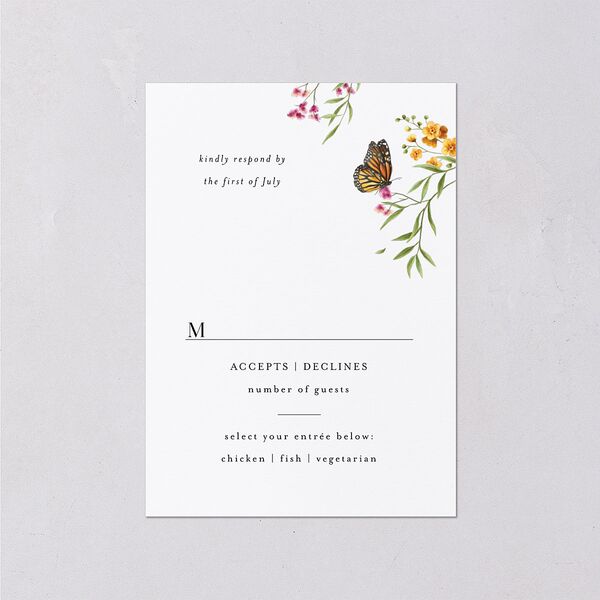 Rustic Butterflies Wedding Response Cards Pure White Signature Standard