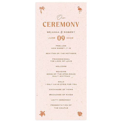 Beach Party Wedding Programs Pink Cotton Signature