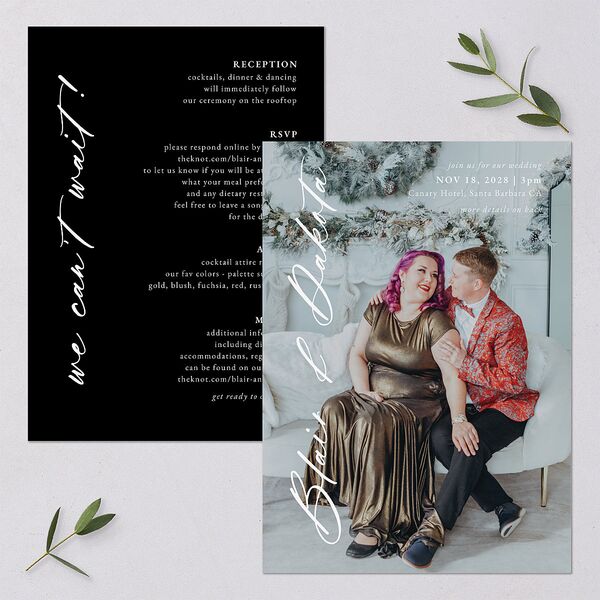 Vertical Names Wedding Invitations Licorice Signature Blank No