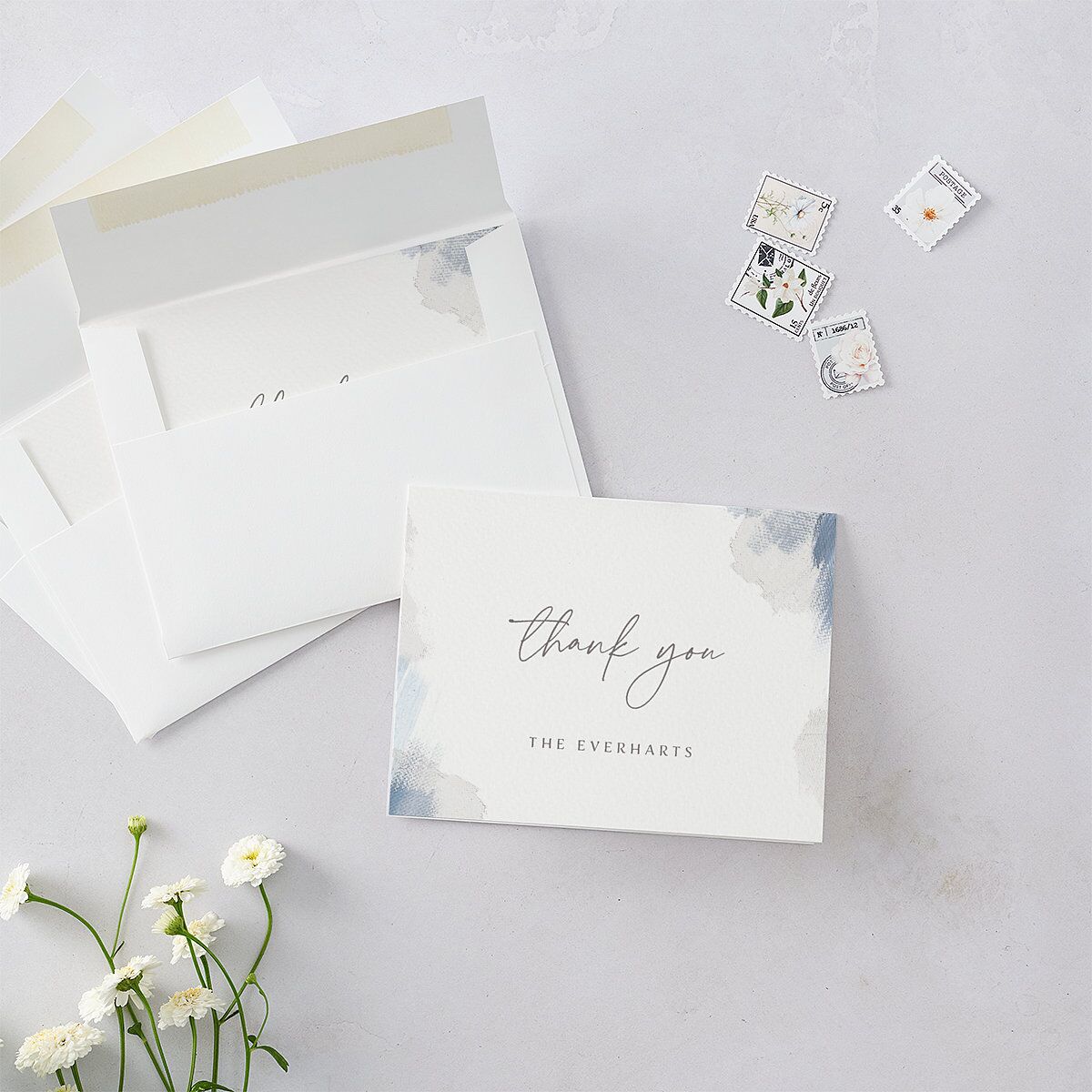 Minimal Brush Thank You Cards Slate
