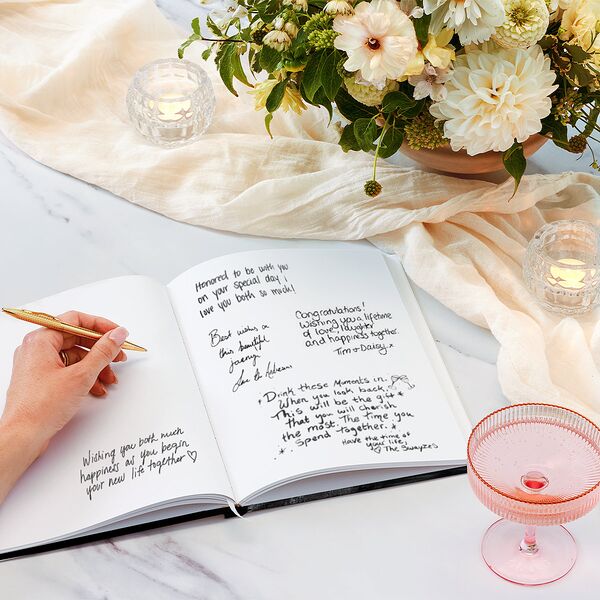 Painted Minimal Wedding Guest Book Midnight