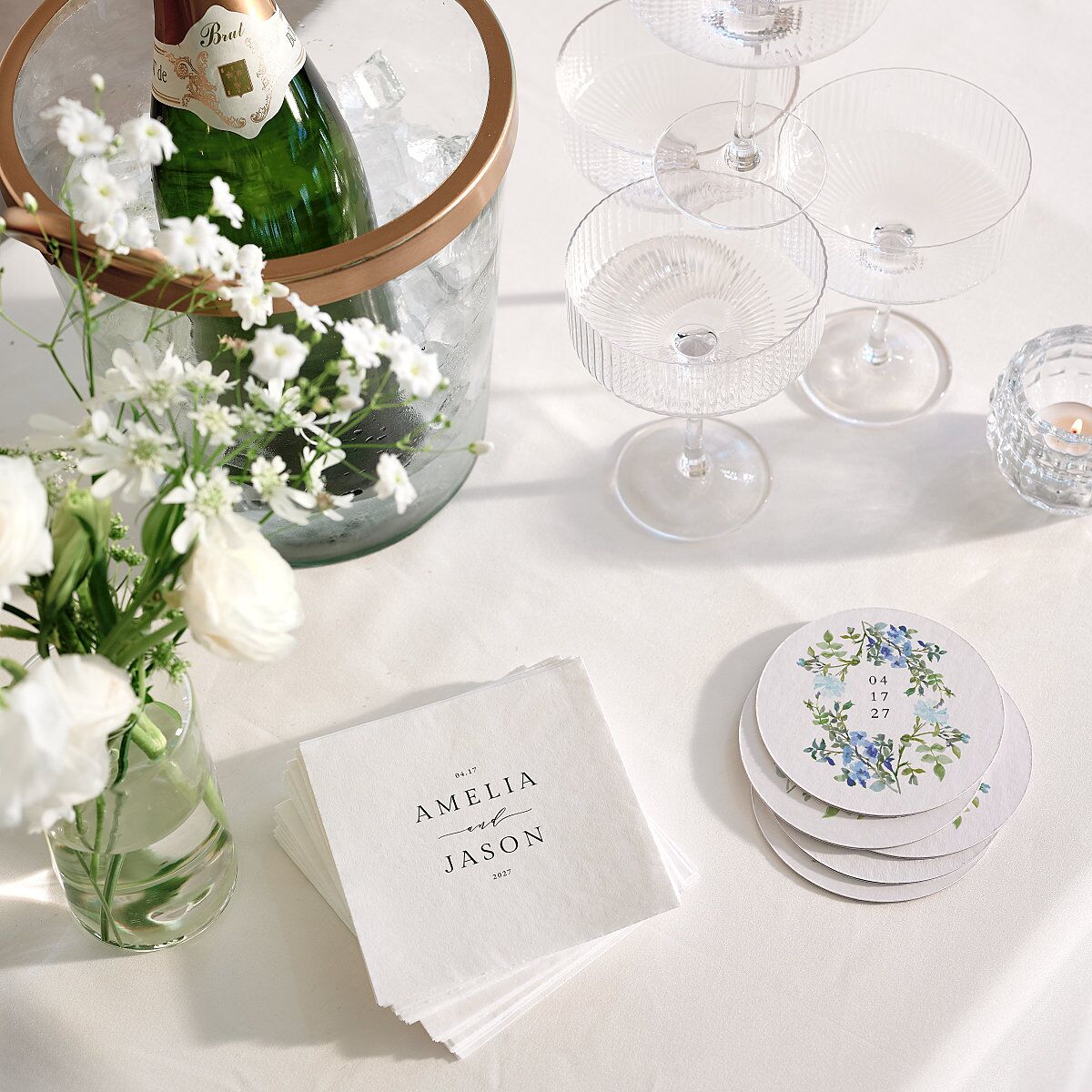Minimal Floral Coasters Ocean Cardboard Circle