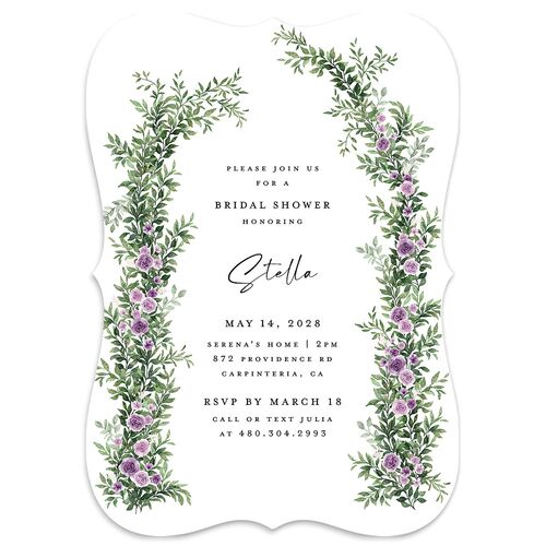 Floral Arc Bridal Shower Invitations Purple Haze Signature Blank Bracket
