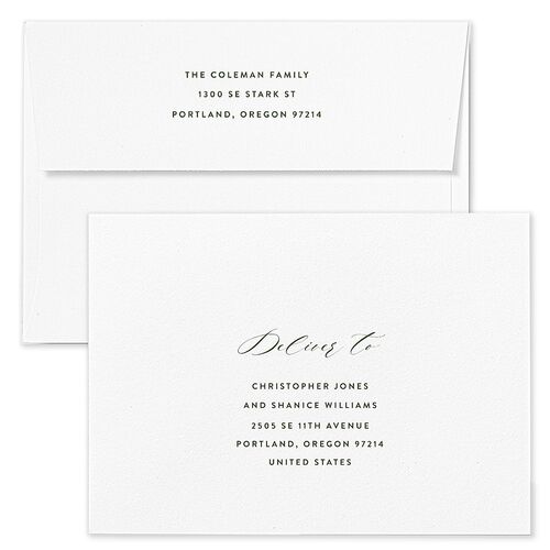 Joyful Script Holiday Card Envelopes Kraft Hunter Green Both Recipient and Return Addresses Standard Signature