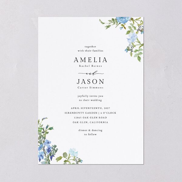 Minimal Floral Wedding Invitations Ocean Signature Blank No Standard