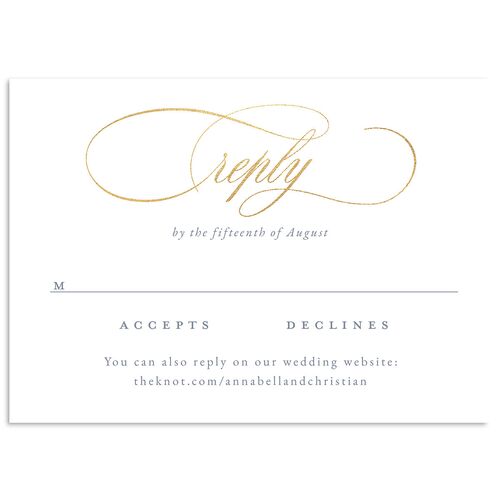 Timeless Classic Foil Wedding Response Cards Gold Dusty Blue Signature Standard
