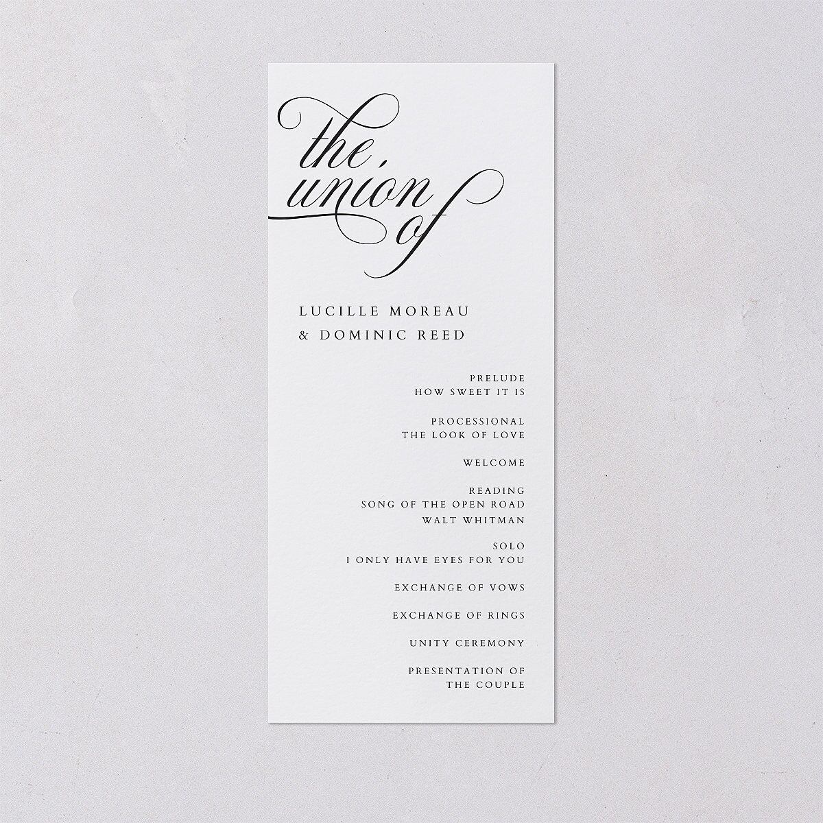 The Union Of Wedding Programs Pure White Signature