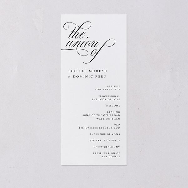 The Union Of Wedding Programs Pure White Signature