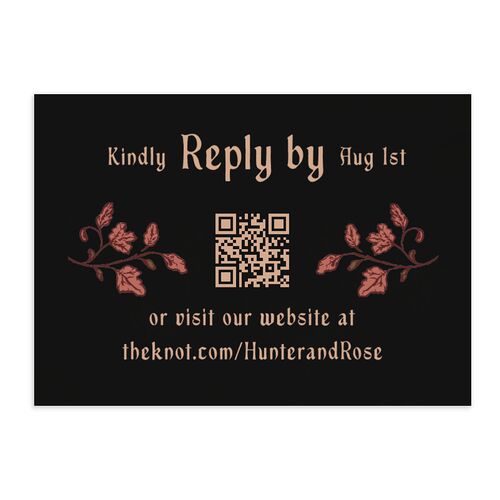 Vintage Fantasy Vines QR Code RSVP Cards Licorice Signature Standard