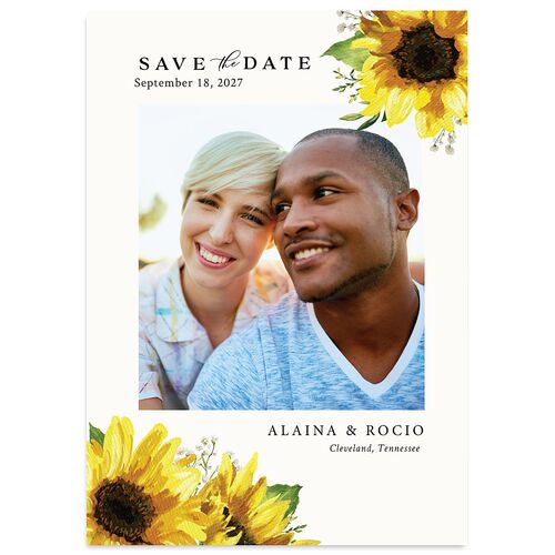 Rustic Sunflower Save The Date Cards Solar Power Signature smooth Blank No