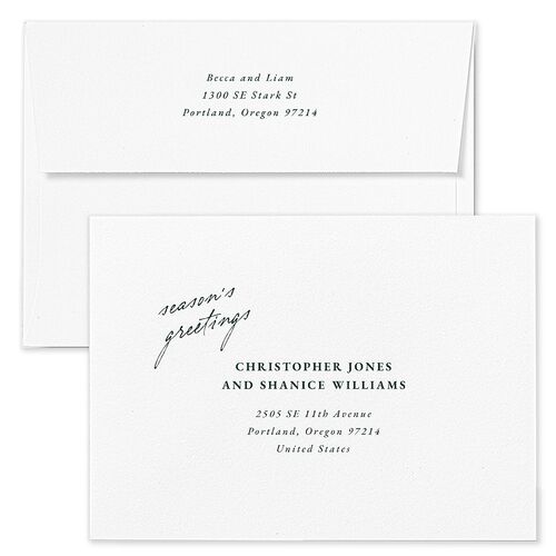 Scripted Announcement Holiday Holiday Card Envelopes Emerald Both Recipient and Return Addresses Standard