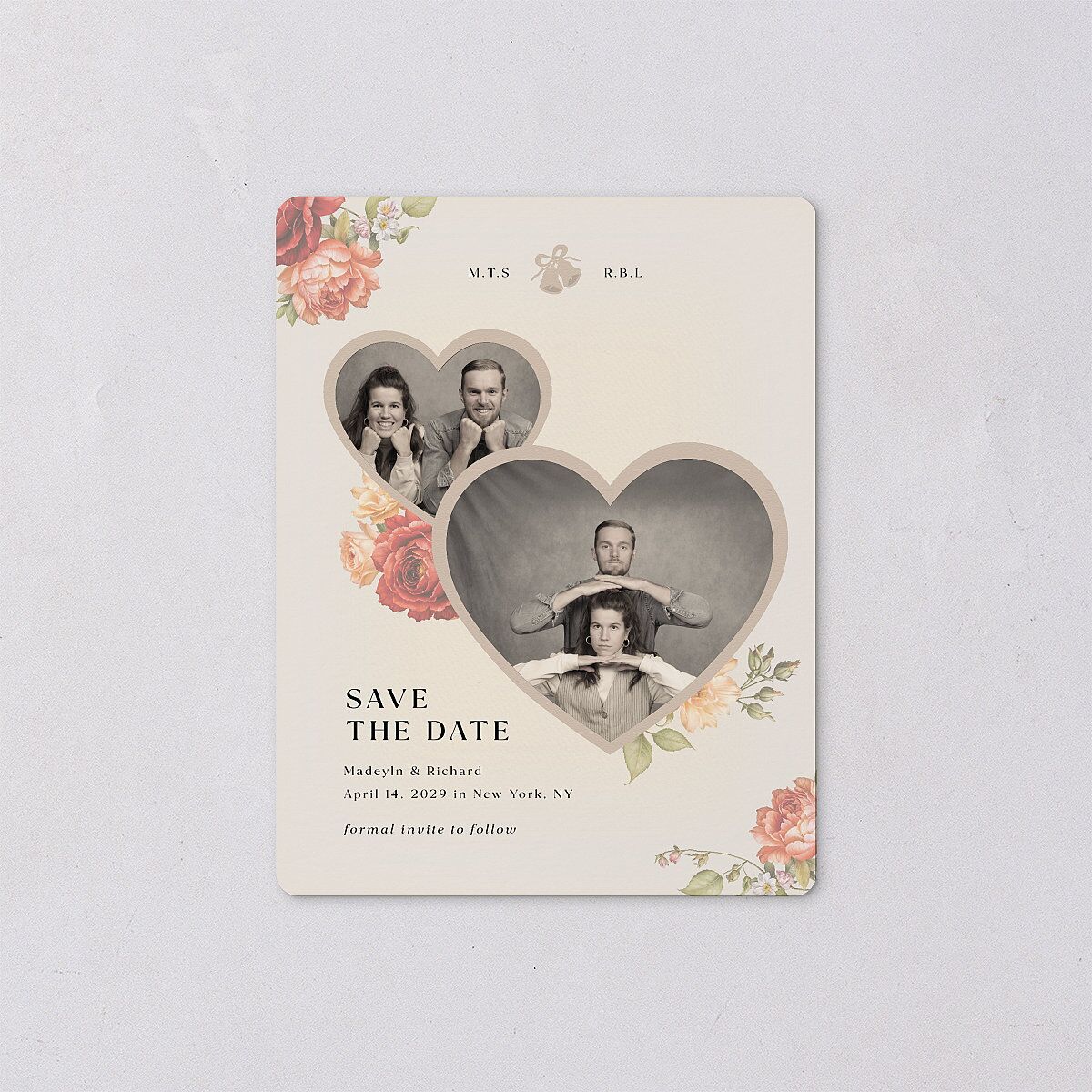 Vintage Awkward Photo Hearts Save The Date Magnets Barely Peach Magnet Paper