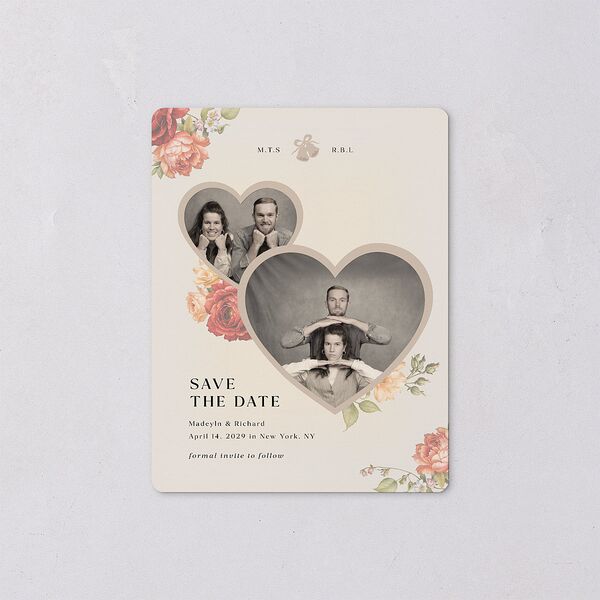 Vintage Awkward Photo Hearts Save The Date Magnets Barely Peach Magnet Paper