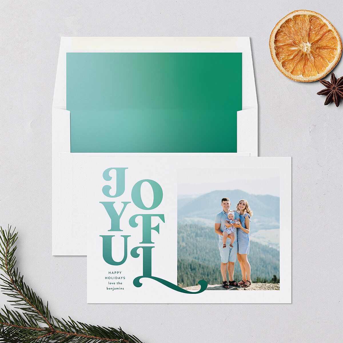 Retro Holiday Holiday Cards Sea Glass Signature Blank Standard Landscape