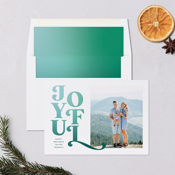 Retro Holiday Holiday Cards Sea Glass Signature Blank Standard Landscape
