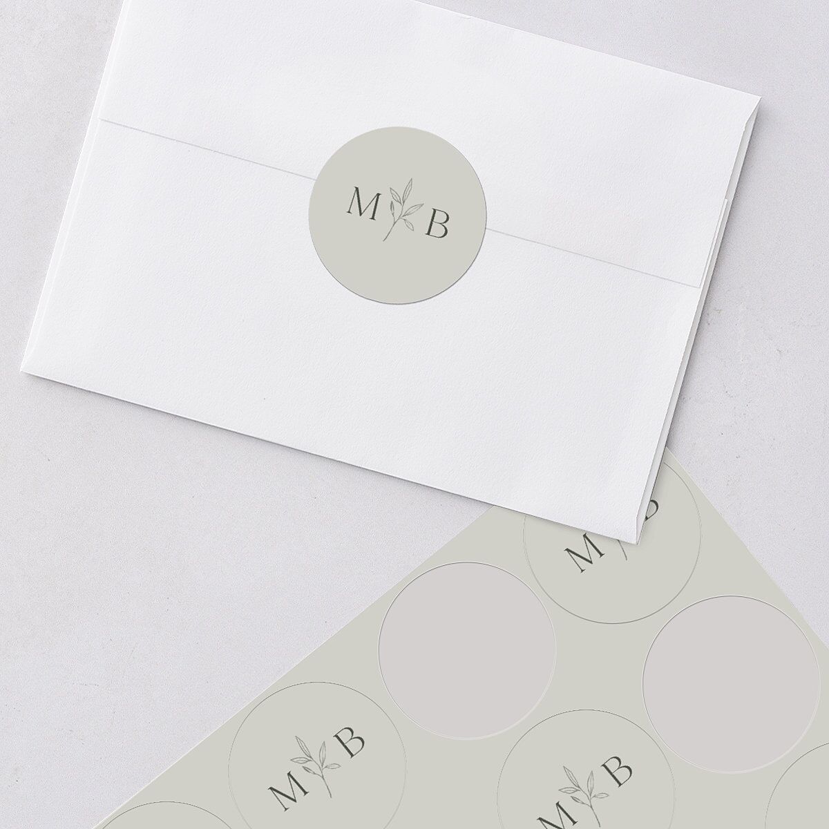 Botanical Accent Wedding Stickers Hunter Green Circle