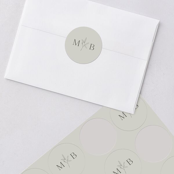 Botanical Accent Wedding Stickers Hunter Green Circle