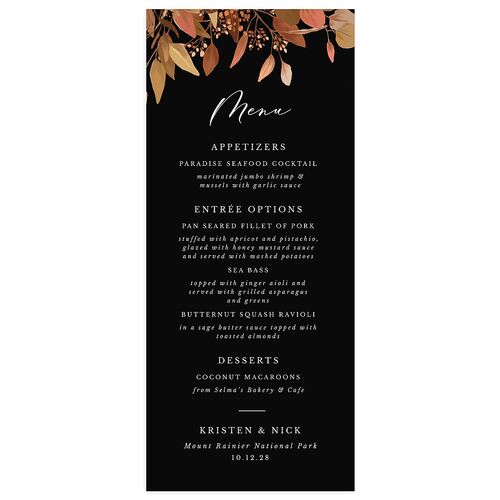 Eucalyptus Frame Menus Walnut Signature