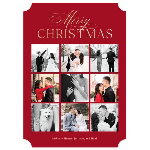 Merry Gallery Foil Holiday Cards Ruby Gold Signature Blank Ticket Portrait
