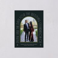 Gatsby Deco Arch Save the Date Petite Cards Dark Emerald Signature smooth Blank No Standard
