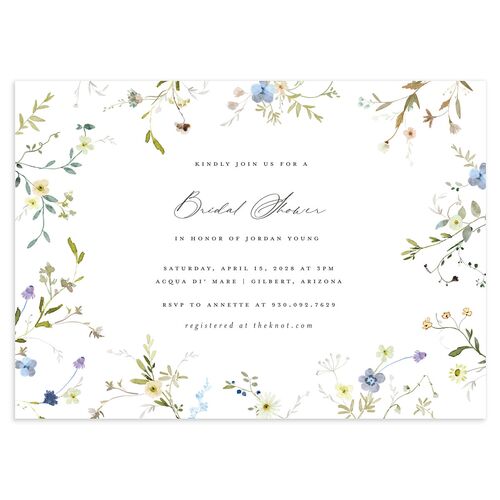 Dainty Wildflowers Bridal Shower Invitations Baby Blue Signature Blank Standard