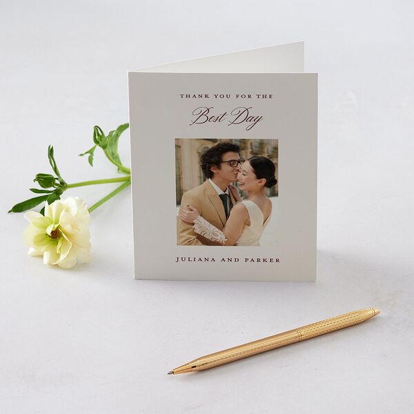 Very Married Christmas Photo Gallery Thank You Cards Burgundy